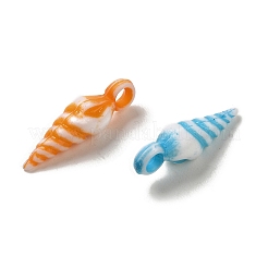 オペークアクリルパーツ  クラフトスタイル  巻き貝  ミックスカラー  25x7x6.5mm  穴：2.3mm  1282個/ 500g&nbsp;OACR-E039-18