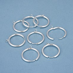 201 ステンレススチール ハギー フープ イヤリング ファインディング  水平ループと316サージカルステンレススチールピン付き  銀  29x26x2.5mm  穴：2.5mm  ピン：1mm&nbsp;STAS-P283-01L-S