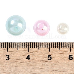 ABSプラスチックパール調ビーズ  ラウンド  ミックスカラー  淡いターコイズ  6~10x5~9mm  穴：1.8~2.5mm&nbsp;X-KY-G030-01B