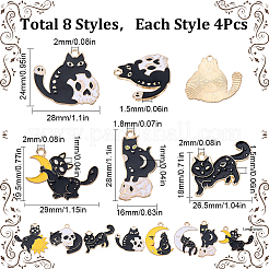 32個8スタイルアロイペンダント  エナメル  ミックス猫の形のチャーム  ミックスカラー  18~29x16~28x1~1.5mm  穴：1.8~2mm  4個/スタイル&nbsp;ENAM-SC0004-40