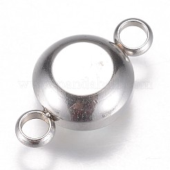 ガラスリンクコネクター  多面カット  304ステンレススチール製金具付き  フラットラウンド  ステンレス鋼色  クリスタルAB  17.5x10x6.5mm  穴：2.5mm&nbsp;GLAA-G018-P01