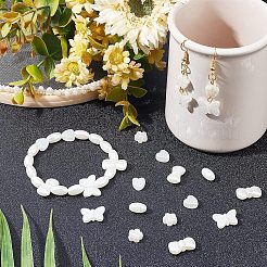 400個5スタイルabsプラスチックイミテーションパールビーズ  混合図形  乳白色  8~11x8~16x4~6mm  穴：1.2~1.8mm  80個/スタイル&nbsp;KY-FH0001-13
