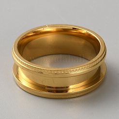 201 Stainless Steel Grooved Finger Ring Settings&nbsp;STAS-WH20002-05D-G