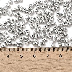 オペークガラスシードビーズ  ピーナッツ  銀  3.5~4x2~2.5x2~2.3mm  穴：0.8mm  約888個/50g&nbsp;X-SEED-K009-06B-03