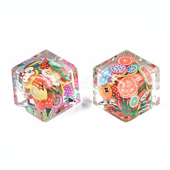 透明なアクリルパーツ  ポリマークレイと  キューブ  ミックスカラー  18x18x16mm&nbsp;TACR-N006-68