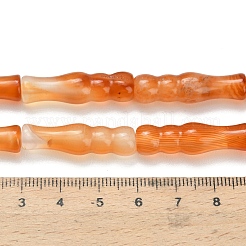 天然石瑪瑙ビーズ連売り  染め＆加熱  竹の形  オレンジ  30x8mm  穴：1.8mm  約14個/連  15.35''（39センチメートル）&nbsp;G-Z144-A02-02D