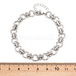 女性用304ステンレススチールリンクチェーンブレスレット  リング  ステンレス鋼色  6-7/8インチ（17.6cm）  29mmエクステンダー&nbsp;BJEW-H207-01C-P