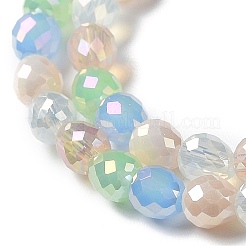 電気メッキガラスビーズ連売り  多面カットティアドロップ  虹メッキ  アクアマリン  4.5~5x4mm  穴：0.8mm  約100個/連  18.31~18.70''（46.5~47.5センチメートル）&nbsp;GLAA-B013-01D