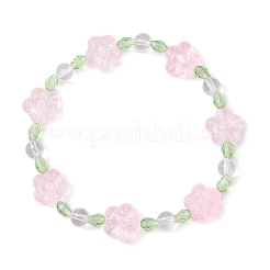 3個 3色 梅の花 ガラスビーズ ストレッチブレスレット 女性用  ミックスカラー  内径：2-1/8~2-1/4インチ（5.5~5.8cm）  1pc /カラー&nbsp;BJEW-JB12138