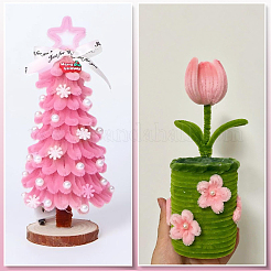 DIYぬいぐるみスティック100個  シェニール織の茎  パイプクリーナー  キッズクラフト素材  ピンク  300x6mm&nbsp;FIND-SP0004-72F