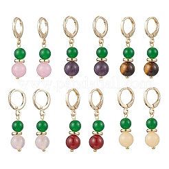6 Pairs Natural & Dyed Malaysia Jade Hoop Earrings&nbsp;EJEW-JE06504