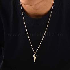 304 Stainless Steel Cross Sword Pendant Box Chain Necklaces for Men&nbsp;WG3DF7A-02