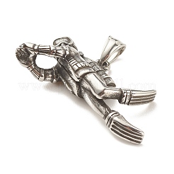 304ステンレスペンダント  ダイバー  アンティークシルバー  20x49x13mm  穴：5x8.5mm&nbsp;LS-STAS-G259-01AS