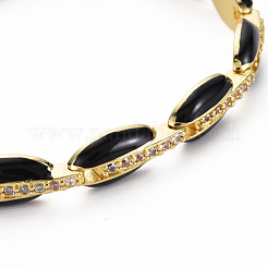 Brass Micro Pave Cubic Zirconia Link Chain Bracelet for Women&nbsp;BJEW-T020-05G-04