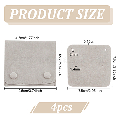 スナップファスナー付き糸くず布ジュエリーギフトポーチ  ジュエリー収納袋  長方形  ゲインボロ  9.5x10cm&nbsp;ABAG-WH0045-08C