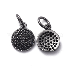 Brass Micro Pave Black Cubic Zirconia Charms&nbsp;KK-I658-08A