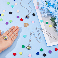 3Pcs 3 Styles Stainless Steel Hollow Essential Oil Diffuser Locket Pendant Necklaces&nbsp;NJEW-HS0001-26B
