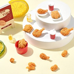 60個 12スタイル 樹脂製ミニチュアオーナメント  フライドチキン  ガーデンドールハウスアクセサリー  混合形状  ミックスカラー  14~26.5x11~20.5x8.5~10.5mm  5個/スタイル&nbsp;AJEW-CJ0001-76