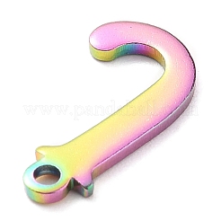 イオンプレーティング（IP）304ステンレススチールチャーム  レーザー切断  アルファベット  虹色  文字.j  12x6.5x0.8mm  穴：1mm&nbsp;STAS-H112-J-M