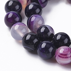 Natural Striped Agate/Banded Agate Beads Strands&nbsp;G-G582-8mm-52
