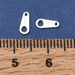 925スターリングシルバーリンク  チェーンタブ  スタンプ925個付き  銀  7x3x0.5mm  穴：0.5~2mm&nbsp;X-STER-S002-20