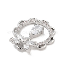 Brass Pave Clear Cubic Zirconia Pendants&nbsp;KK-Z061-10P