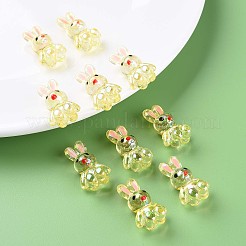 透明なアクリルビーズ  エナメル  ABカラーメッキ  兎  きいろ  25x14.5x11mm  穴：2.5mm&nbsp;LS-MACR-S373-81-Q02