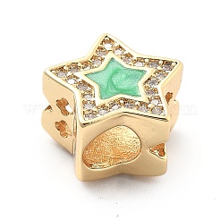 Rack Plating Brass with Cubic Zirconia European Beads and Enamel&nbsp;KK-Q017-08A-G