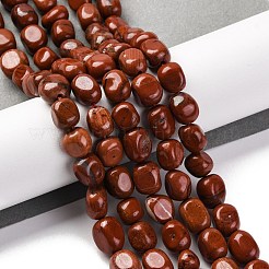 天然石レッドジャスパービーズ連売り  ナゲット  タンブルストーン  7~12x6~8x5~7mm  穴：1mm  約43~44個/連  15.47~15.63''（39.3~39.7センチメートル）&nbsp;G-G146-A04-01