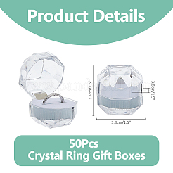50Pcs Octagonal Transparent Plastic Ring Boxes&nbsp;OBOX-DC0001-02A