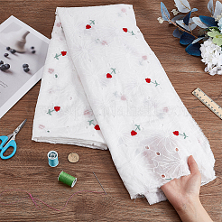 Cotton Embroidered Wavy Edge Flower Eyelet Lace Fabric&nbsp;DIY-WH0308-389