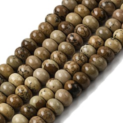 天然石ピクチャージャスパービーズ連売り  ロンデル  6.5~7x4~4.5mm  穴：0.8mm  約89個/連  15.35''（39センチメートル）&nbsp;G-A280-A03-01