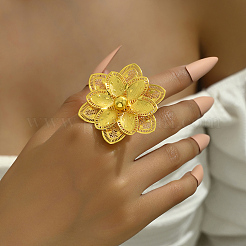 Exaggerated Iron Flower Open Cuff Ring for Festivals&nbsp;BB3093