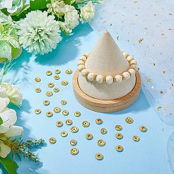 120 個 6 スタイルラックメッキ合金スペーサービーズ  鉛フリー＆カドミウムフリー  長持ちメッキ  フラットラウンド/ディスク  ゴールドカラー  8~8.5x2~3mm  穴：1.5~2mm  20個/カラー&nbsp;KK-FH0004-68