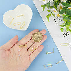 中空楕円ラックメッキ真鍮スタッドピアス金具10個  50個のプラスチック製イヤーナット付き  ゴールドカラー  20x6mm  ピン：0.7mm&nbsp;KK-BC0013-46A