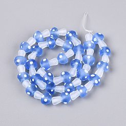 手作りのランプワークスビーズ連売りを曇らせる  キノコ  コーンフラワーブルー  15~18x11~12.5mm  穴：0.9~1.6mm  約30個/連  19.69~20.08インチ（50~51cm）&nbsp;LAMP-N038-08C