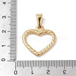 PVD真空メッキ304ステンレスペンダント  ハートチャーム  ゴールドカラー  21.5x21.5x2.5mm  穴：6x3mm&nbsp;STAS-R232-08C-G
