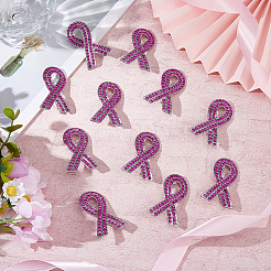 20Pcs Silk Ribbon Alloy Rhinestone Brooches&nbsp;JEWB-FH0001-71B