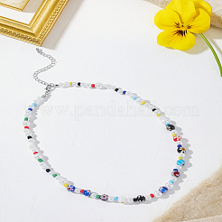 1Pc Handmade Lampwork & Plastic Imitation Pearl Beaded Necklaces for Women&nbsp;NJEW-LP0007-21
