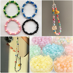 ガラスビーズブレスレット＆イヤリングのDIYジュエリー製作キット  ブラック  2~45x0.6~9x0.4~9mm  穴：1~4mm&nbsp;DIY-SP0001-20B
