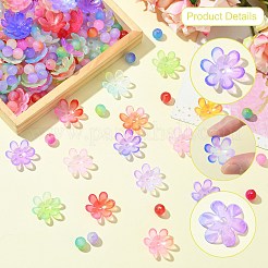 DIY 丸型花アクリルビーズジュエリー作成キット  ミックスカラー  ビーズ：8~18.5x8~20.5x6.5~8mm  穴：2.5mm&nbsp;DIY-CJ0002-82