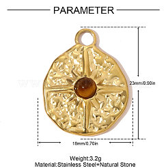 304 Stainless Steel Natural Tiger Eye Pendants&nbsp;STAS-OY007-30G