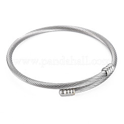 Non-Tarnish Twisted Cable Cuff Bangle&nbsp;BJEW-N013-002