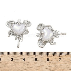 ラックメッキ合金樹脂ペンダント  とろけるハートチャーム  プラチナ  26.5x22.5x6mm  穴：2mm&nbsp;FIND-Z054-05P