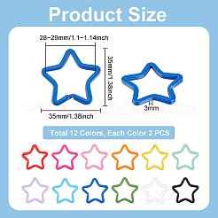 24Pcs 12 Colors Spray-painted Iron Keychain Clasps&nbsp;IFIN-BC0001-16