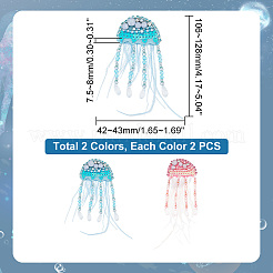 4Pcs 2 Colors Jellyfish Handmade Beaded Appliques&nbsp;PATC-GA0001-12