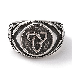Viking 304 Stainless Steel Triquetra/Trinity Knot Wide Finger Rings for Men&nbsp;RJEW-U005-12AS