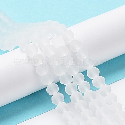 透明ガラスビーズ連売り  多面カット  艶消し  ロンデル  ホワイトスモーク  8mm  穴：1mm  約60~62個/連  39~40cm&nbsp;EGLA-A034-T8mm-MD19
