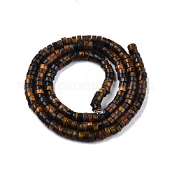 天然石タイガーアイビーズ連売り  ヒシビーズ  フラットラウンド/ディスク  4x2mm  穴：1mm  約174~178個/連  15.08インチ〜15.28インチ（38.3~38.8cm）&nbsp;G-N326-146-B02