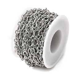 304ステンレススチール楕円リンクチェーン  溶接されていない  スプールで  ステンレス鋼色  8.5x5.5x1mm&nbsp;CHS-C018-04P